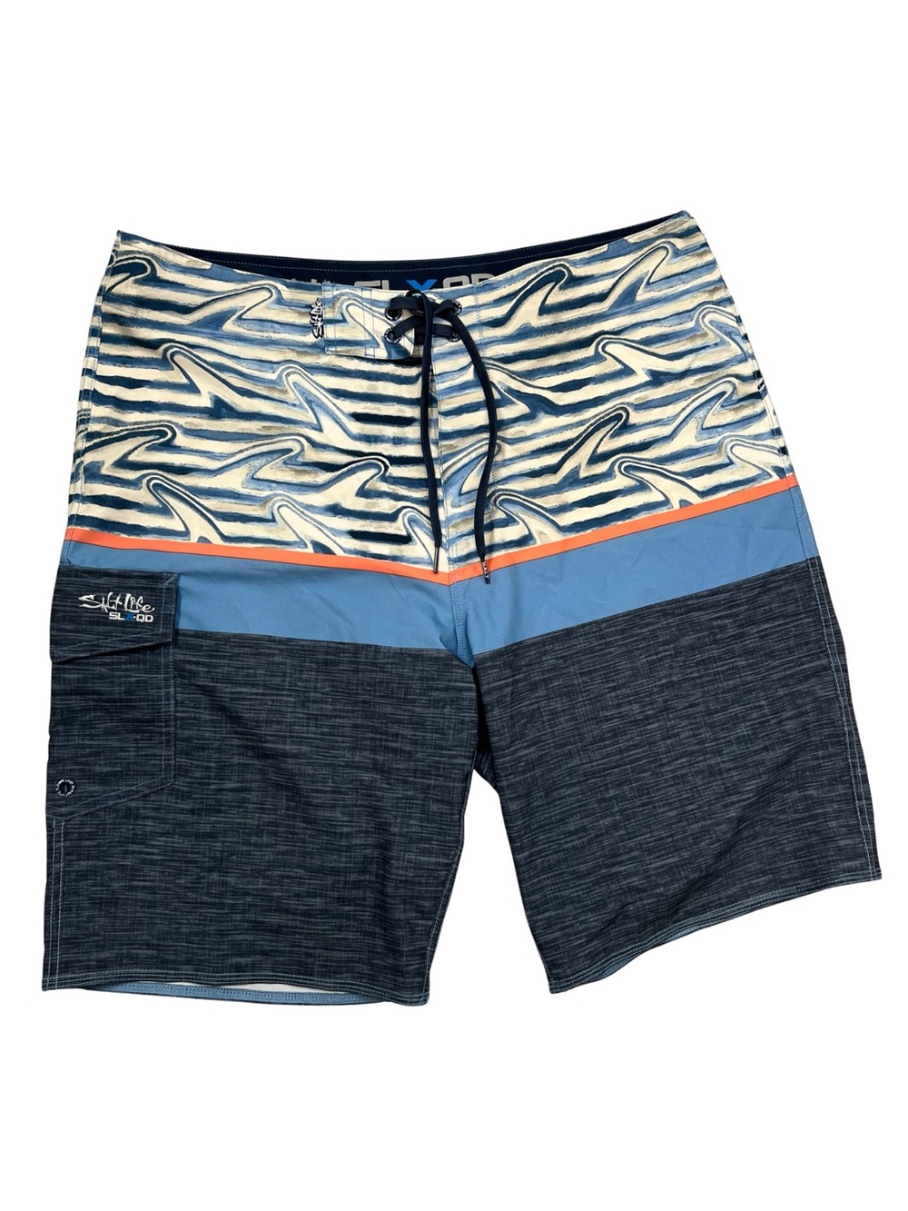 Salt Life SLX-Q Mens 34 Board Shorts Blue Swim Trunks
